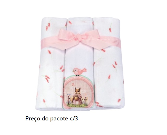 Cueiro Minasrey Bebe Feminina Algodão 80x80cm (c/3)