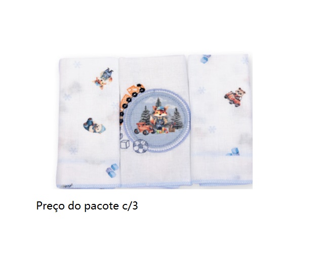 Toalha-boca Minasrey Bebe Masculino Algodão (c/3)