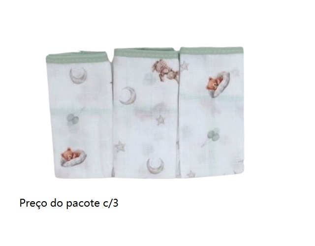 Toalha-boca Minasrey Bebe Neutro Algodão Estampado (c/3)