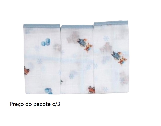 Toalha-boca Minasrey Bebe Masculino Algodão Estampado (c/3)