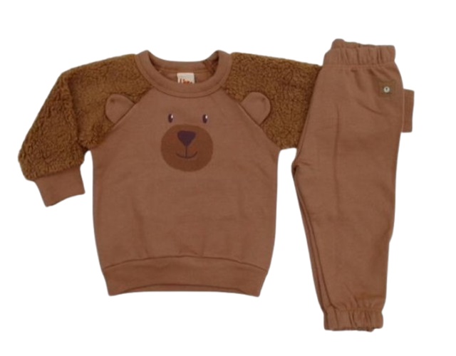 Conjunto Livy Bebe Masculino Moletom Manga Peluciada