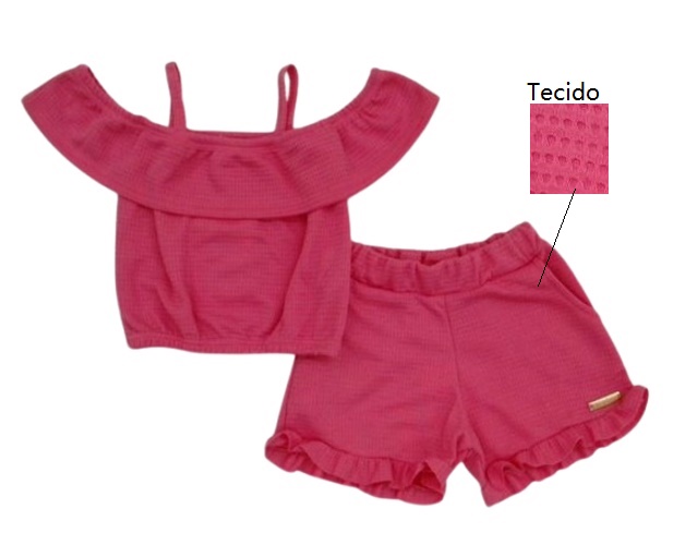 Conjunto Viston Primeiros Passos Feminina Manga Curta Jacquard Short