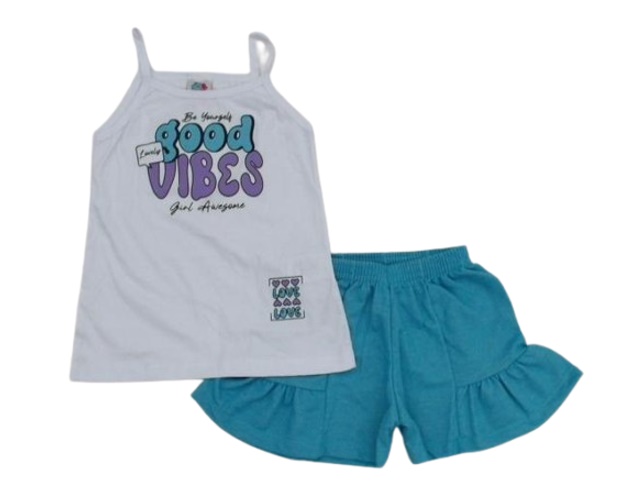 Conjunto Wkids Infantil Feminina Alça Malha Short