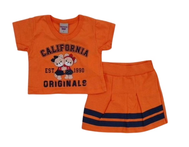 Conjunto Pimentinha Primeiros Passos Feminina Manga Curta Malha Cropped