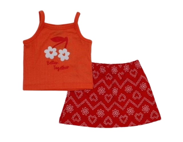 Conjunto Pimentinha Primeiros Passos Feminina Alça Malha Canelada