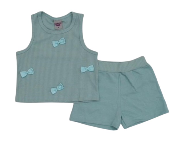 Conjunto Pimentinha Infantil Feminina Regata Malha Canelada Short