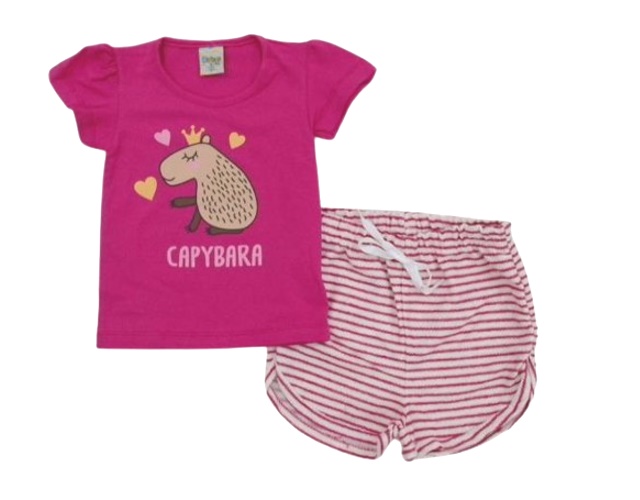 Conjunto Didiene Primeiros Passos Feminina Manga Curta Cotton Short