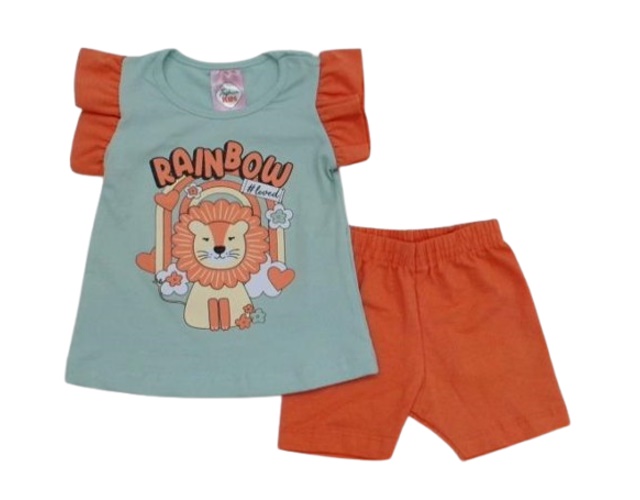 Conjunto Fashionk Bebe Feminina Manga japonesa Cotton Short