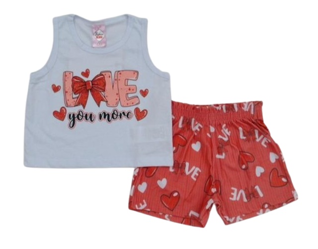 Conjunto Fashionk Infantil Feminina Regata Malha Cropped Short