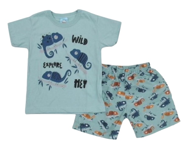 Conjunto Fashionk Primeiros Passos Masculino Manga Curta Malha