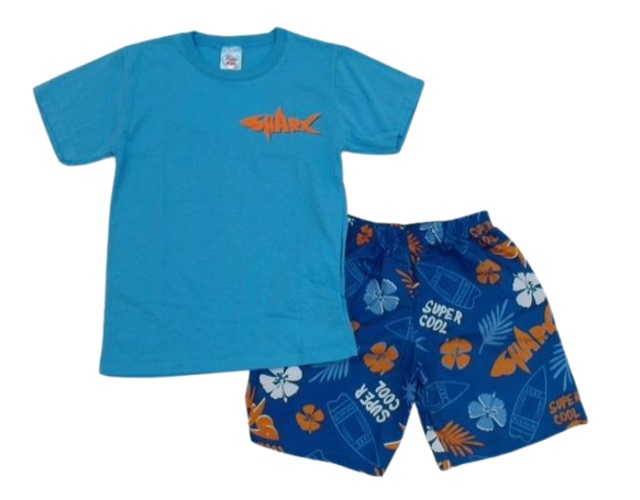 Conjunto Fashionk Infantil Masculino Manga Curta Malha