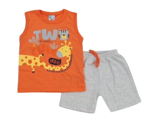 Conjunto Fashionk Primeiros Passos Masculino Regata Machão Malha