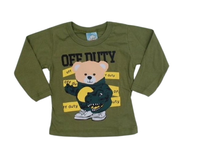 Camiseta Fashionk Bebe Masculino Manga Longa Malha