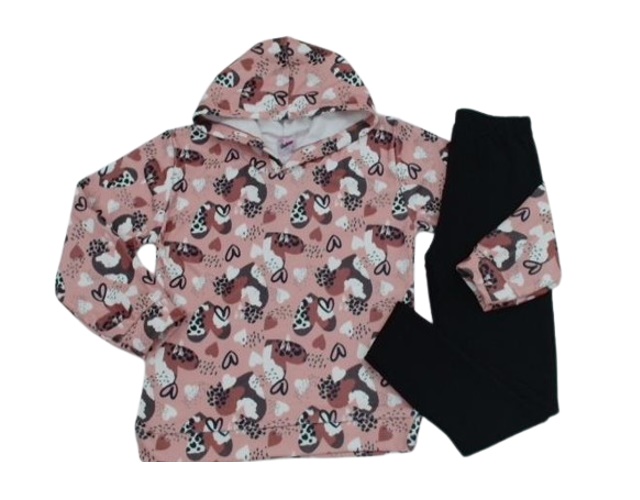 Conjunto Didiene Infantil Feminino Soft Sublimado Capuz Legg