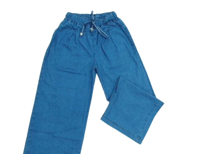 Calça Pty Infantil Feminina Jeans Wide Leg Cós Elástico