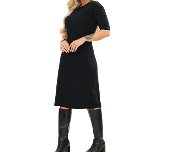 Vestido Bstar Adulto Manga 3/4 Viscolycra Canelada Midi