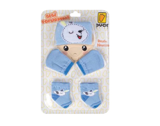 Kit-bebe Duck Bebe Masculino Algodão (touca+luva+meia)