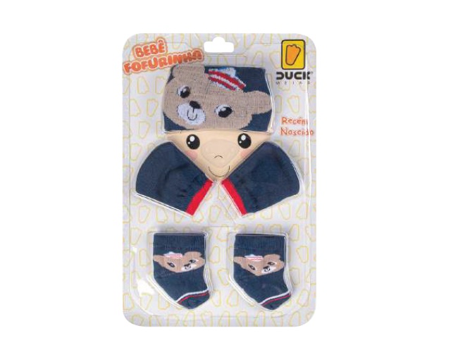 Kit-bebe Duck Bebe Masculino Algodão (touca+luva+meia)
