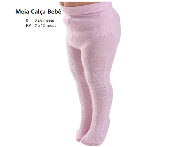 Meia-calça Duck Bebe Algodão Trabalhada Rosa