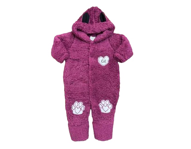 Macacão Petutinha Bebe Feminino Longo Sherpa Capuz S/pé