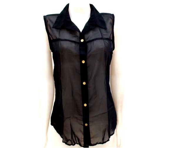 Blusa Armando Adulto Feminina Sem Manga Chiffon Aberta