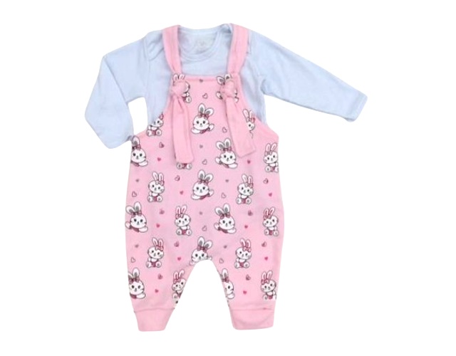 Jardineira Bebebrincalhao Bebe Feminina Manga Longa Suedine 2pç