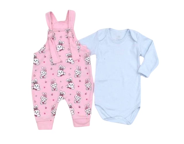 Jardineira Bebebrincalhao Bebe Feminina Manga Longa Suedine 2pç