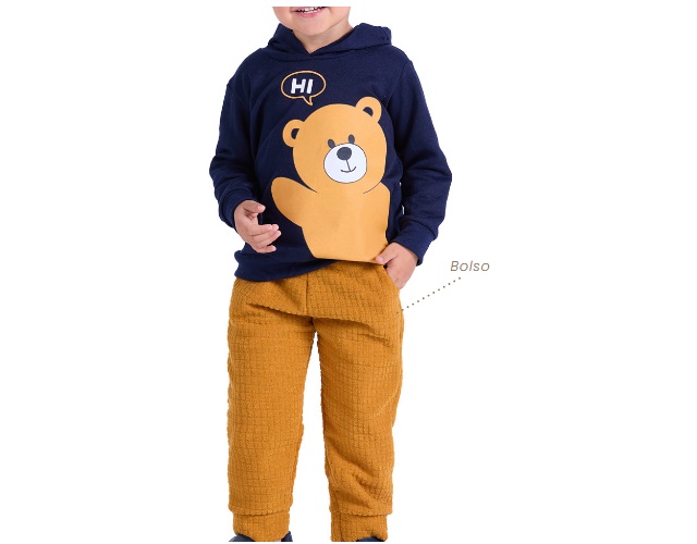 Conjunto Trin Primeiros Passos Masculino Moletom Capuz