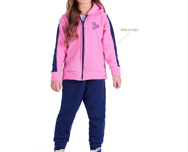 Conjunto Trin Infantil Feminina Bouclé Capuz Calça