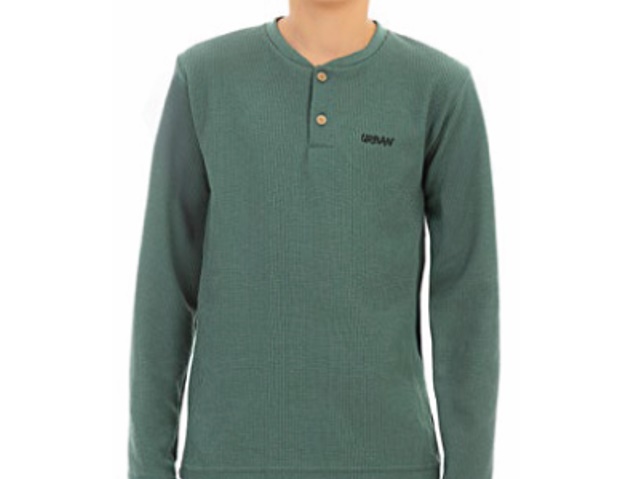 Camiseta Jaki Juvenil Masculino Manga Longa Malha Waffer Botões