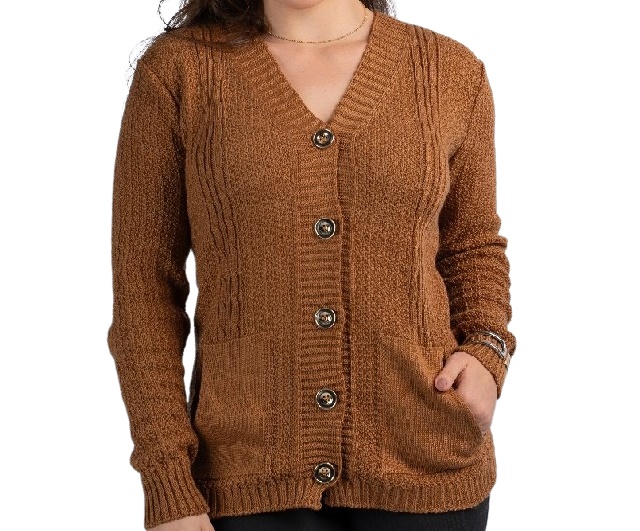 Casaco Oliveira Adulto Extra Grande Feminina Lã/Acrilico Trabalhado