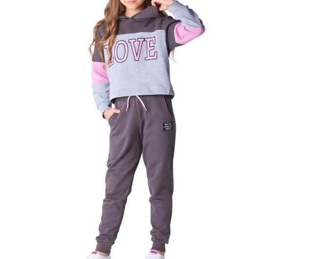 Conjunto Minhaflor Juvenil Feminina Moletom Cropped Capuz Calça