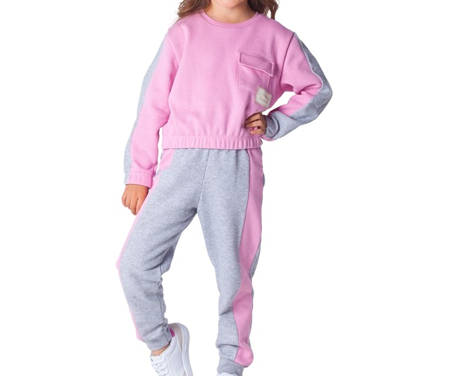 Conjunto Minhaflor Infantil Feminina Moletom Cropped Calça