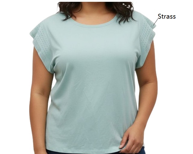 Blusa Armando Adulto Extra Grande Feminina Manga japonesa Viscolycra Strass