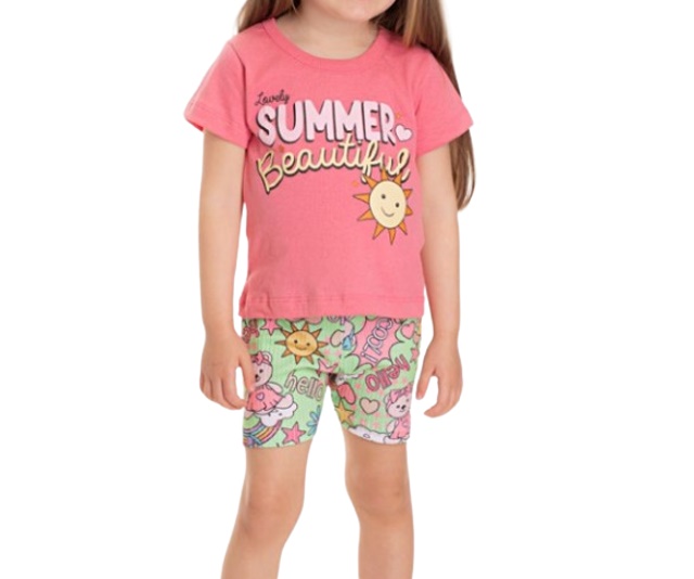 Conjunto Pimentinha Primeiros Passos Feminina Manga Curta Malha Short