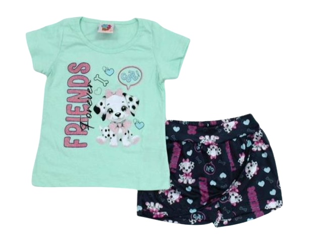 Conjunto Wkids Primeiros Passos Feminina Manga Curta Malha Short-saia