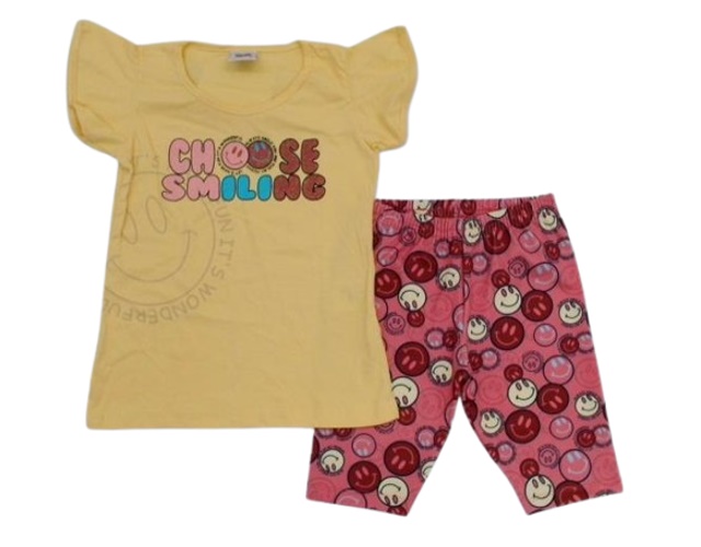Conjunto Wkids Infantil Feminina Manga Curta Malha Bermuda