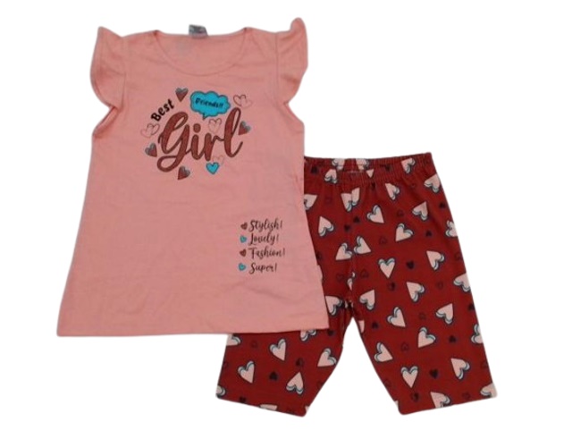 Conjunto Wkids Juvenil Feminina Manga japonesa Malha Bermuda