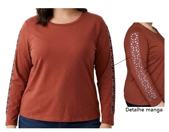 Blusa Sobmedida Adulto Extra Grande Feminina Manga Longa Viscolycra Strass