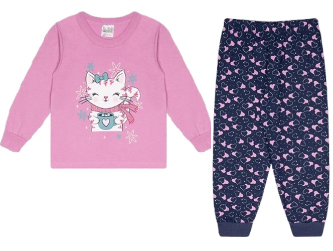 Pijama Catolele Primeiros Passos Feminina Manga Longa Malha Calça