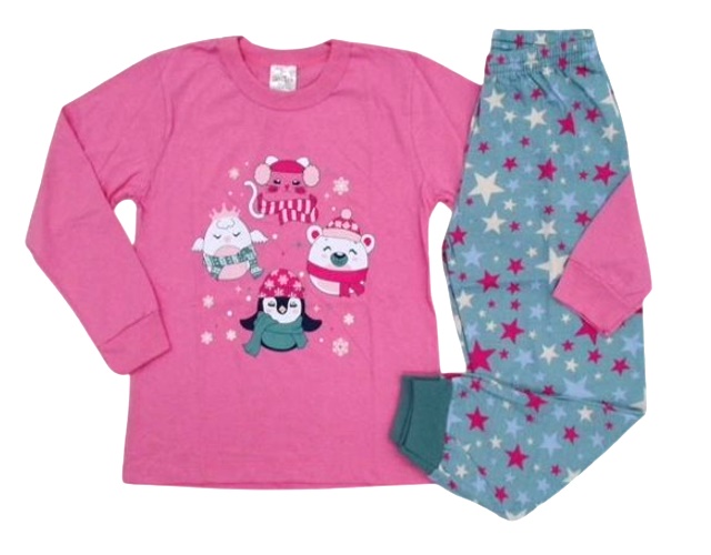 Pijama Catolele Infantil Feminina Manga Longa Malha Calça
