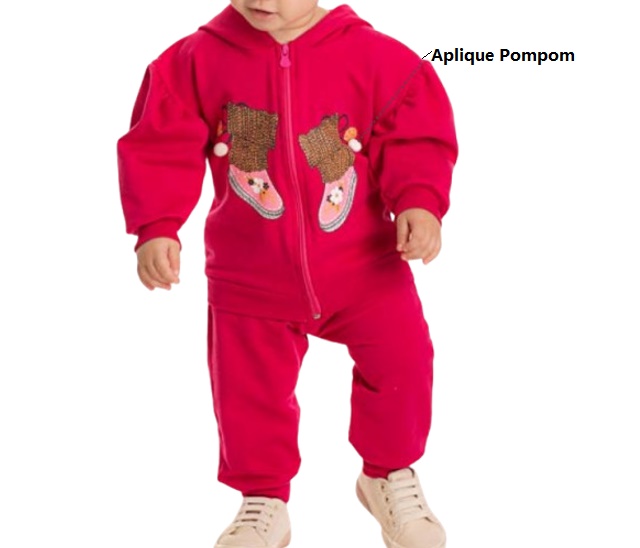 Conjunto Pimentinha Bebe Feminino Molecotton Capuz Calç