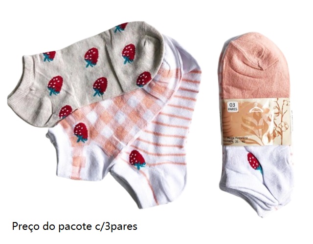 Meia Bestsocks Adulto Feminina Soquete Estampada (c/3)