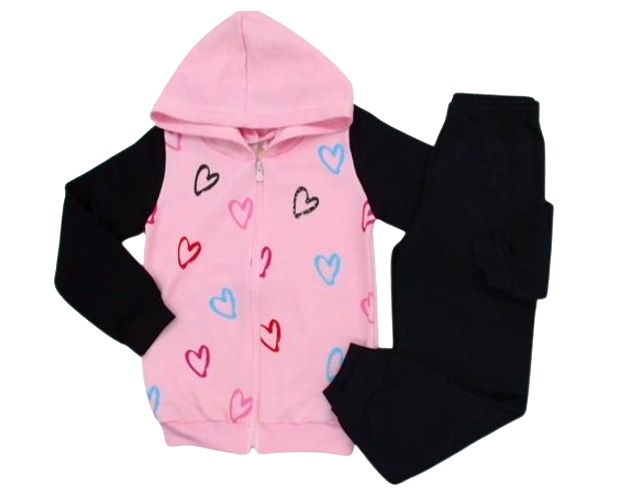 Conjunto Popin Infantil Feminino Moletom Capuz Calça