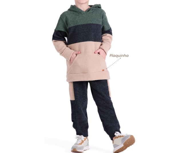 Conjunto Trin Infantil Masculino Bouclé Capuz