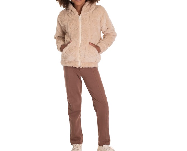 Conjunto Randa Infantil Feminino Pelo Coração 3d Capuz Calça