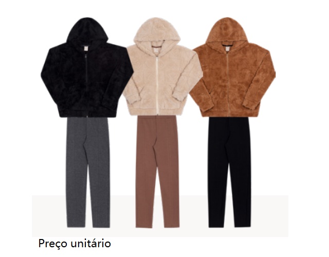 Conjunto Randa Juvenil Feminino Pelo Coração 3d Capuz Calça