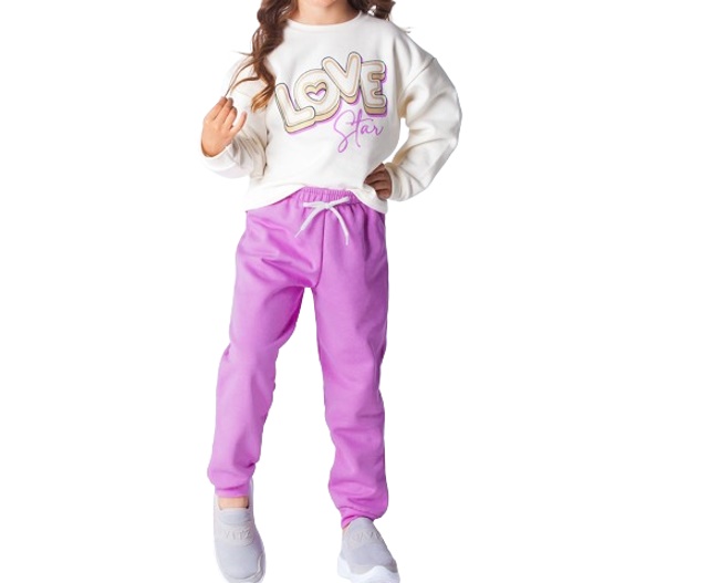 Conjunto Minhaflor Infantil Feminino Moletom Cropped Calça