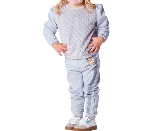 Conjunto Minhaflor Primeiros Passos Feminino Moletom Peluciado Poá