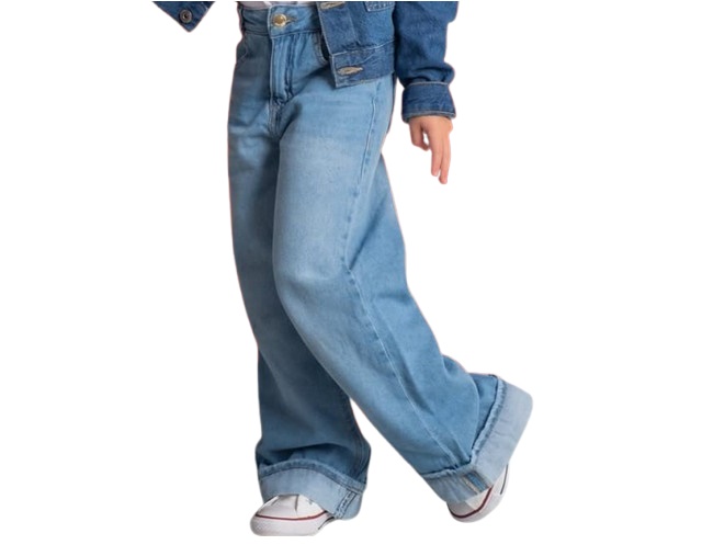 Calça Pty Infantil Feminina Jeans Wide Leg
